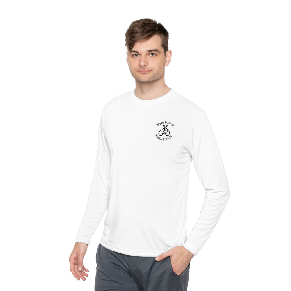 
                  
                    Never Satisfied, Always Grateful American Flag Activewear Long Sleeve Tee
                  
                