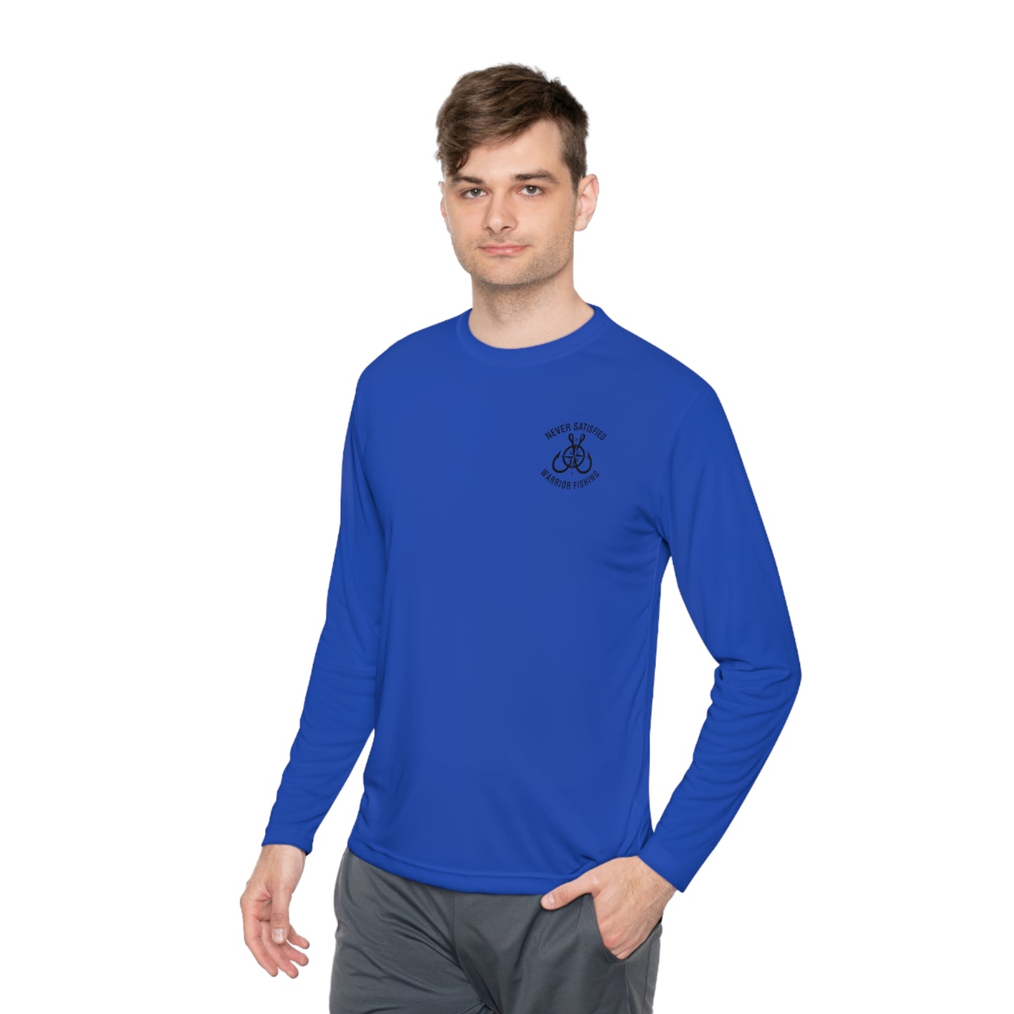 
                  
                    Never Satisfied, Always Grateful American Flag Activewear Long Sleeve Tee
                  
                
